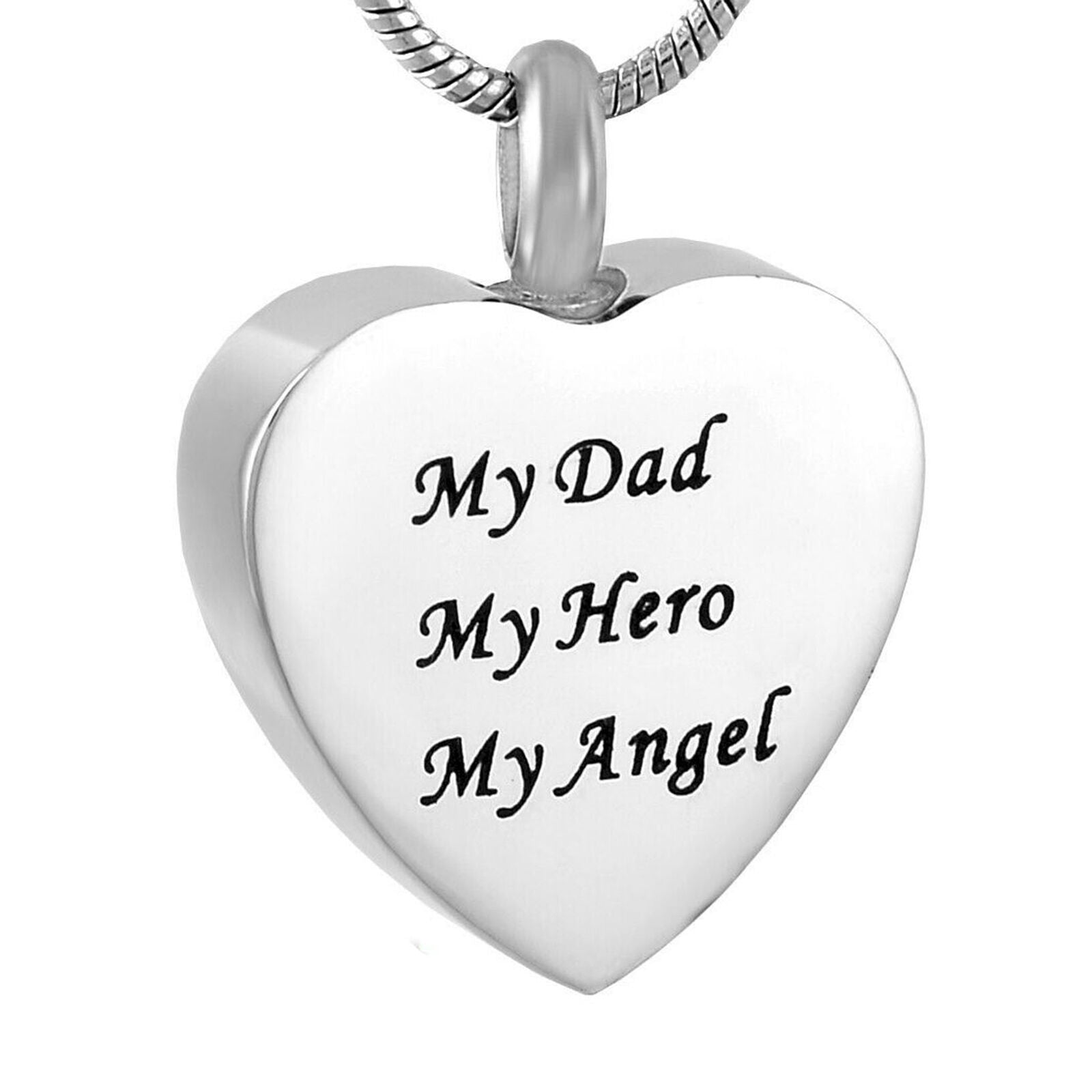 New My Dad My Hero My Angel Heart Cremation Urn Keepsake Ashes Memorial Necklace