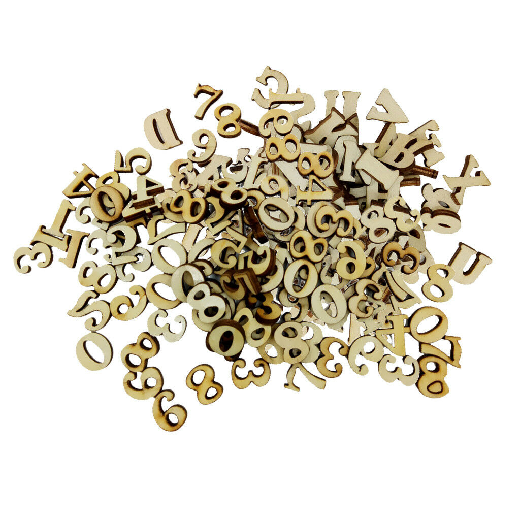 200pcs Natural Wooden Alphabet Letters Arabic Numbers Pieces for Crafts DIY