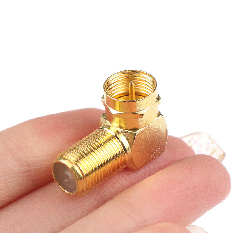 1Pc Copper F Male Plug to F Female Jack Right Angle Adapter 90 Degree Coa.l8
