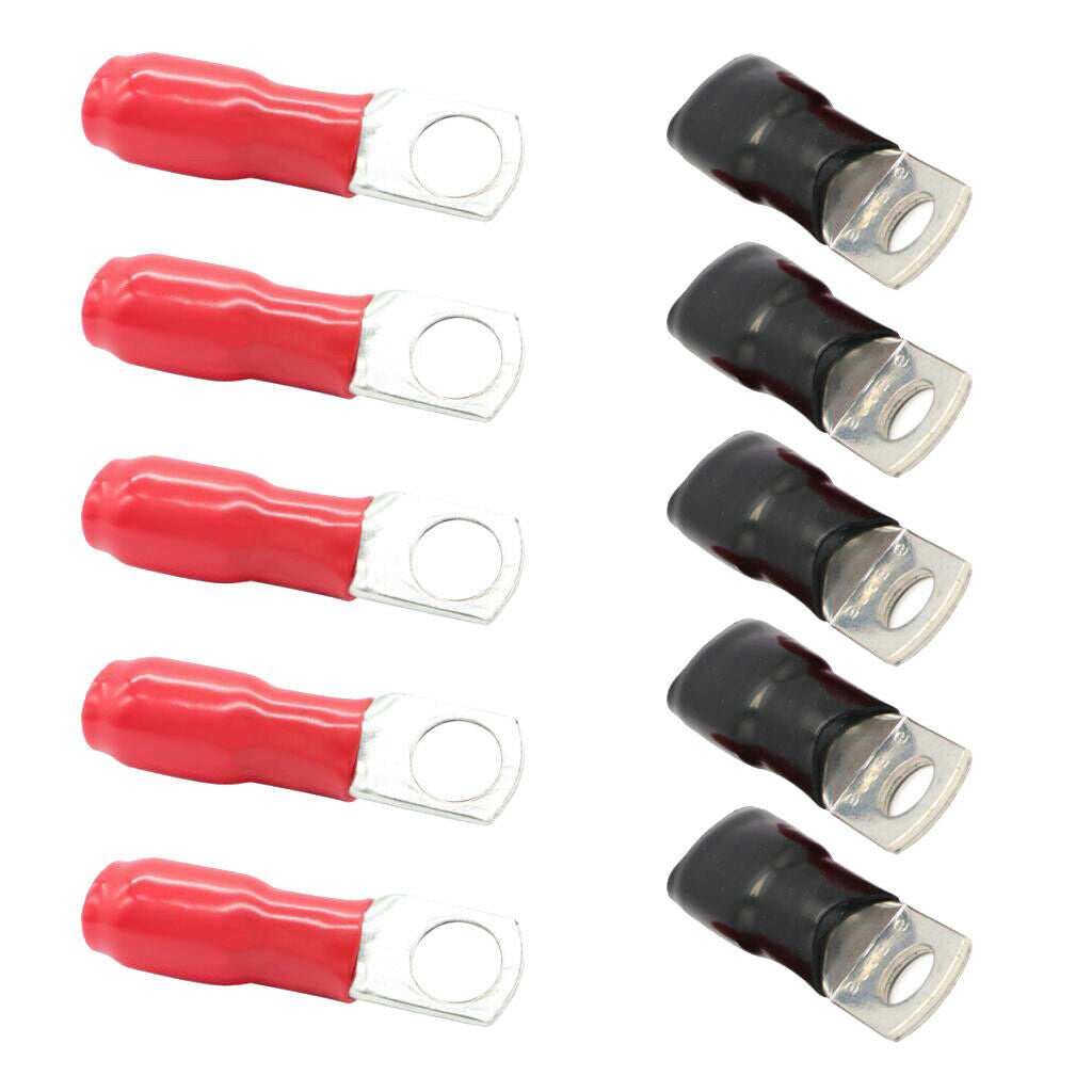10x Copper Tube Terminals Battery Welding Cable Lug Ring Crimp & Caps 25mm²