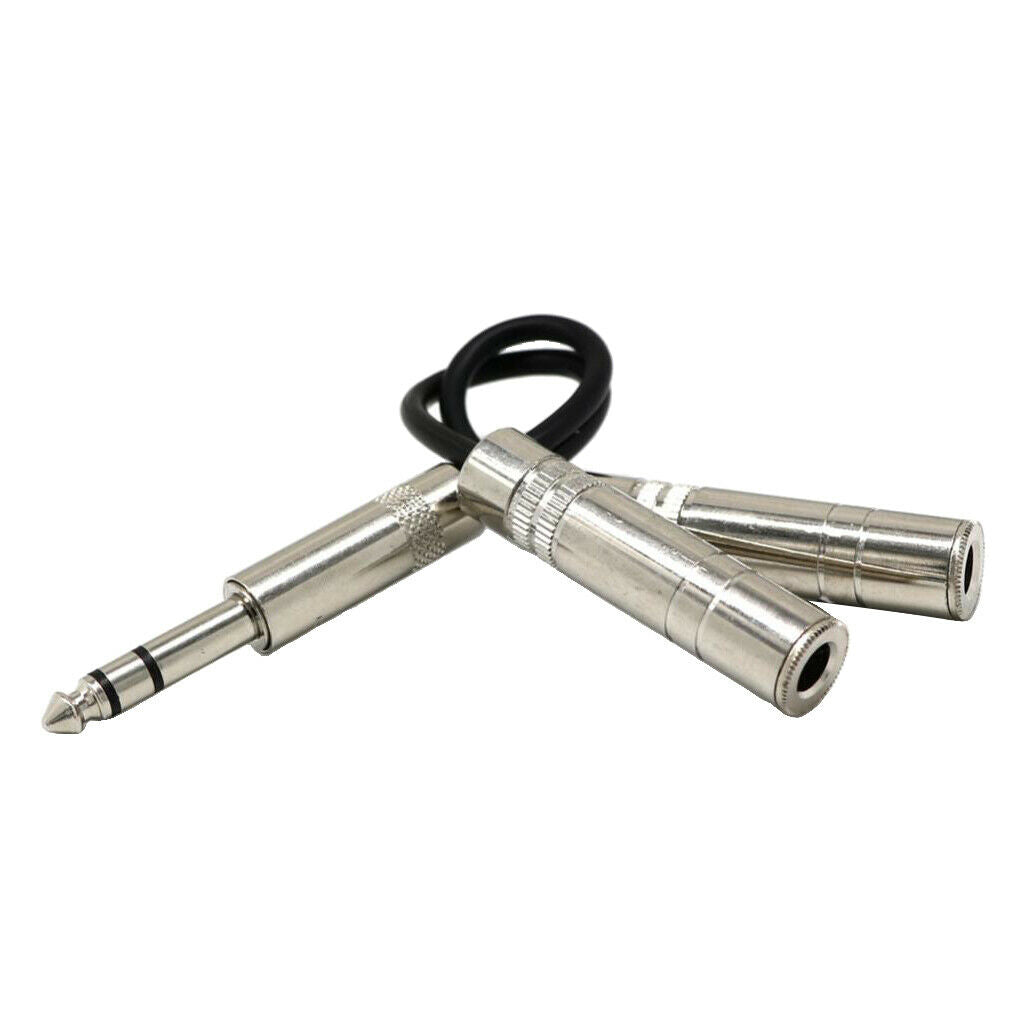 8inch Long 6.35mm Male to 2× 1/4" Female Audio Y Splitter Stereo Cable