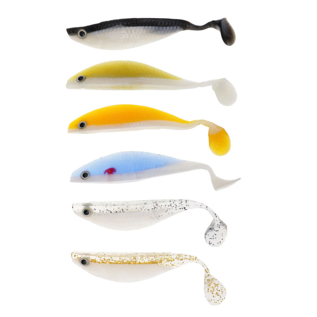 6pcs Soft Fishing Lure Bass Baits Artificial Baits Tackle 11.5 Cm/4.5 Inch
