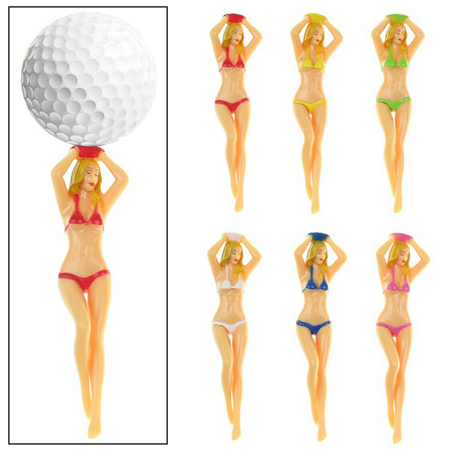 6x Plastic Bikini Hot Women Golf Tees Professional Beginner Ball Nail Holder