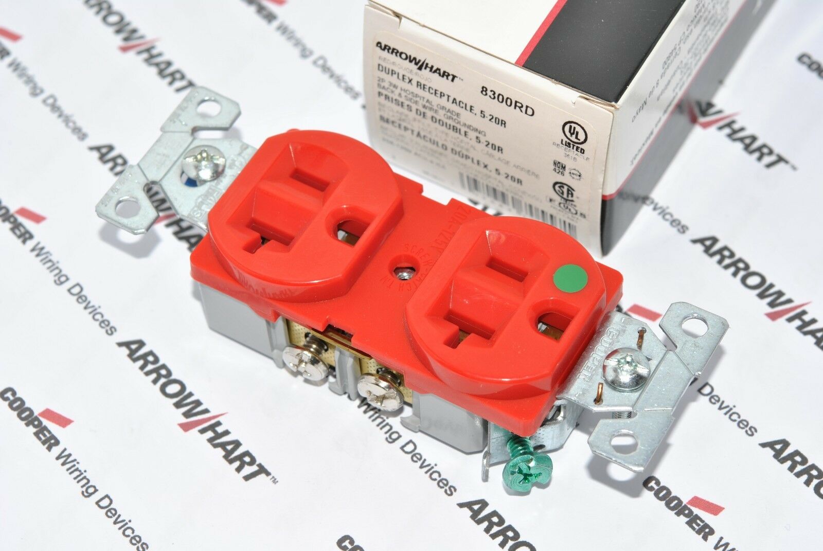 1pcs-COOPER 8300RD 20A 125V Hosptial Grade Duplex Receptacle Outlet