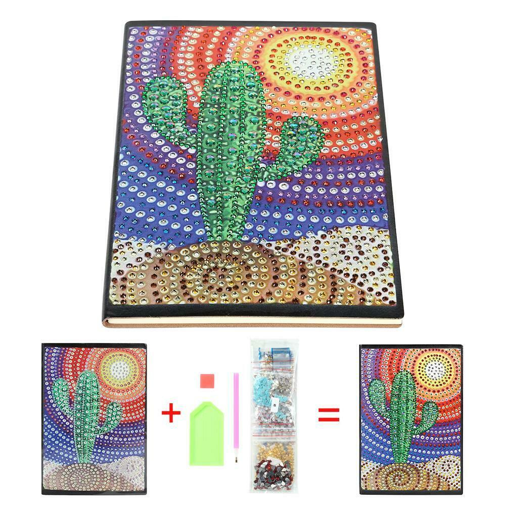 DIY Cactus Special Shaped Diamond Painting 60 Pages A5 Notebook Diary Book @