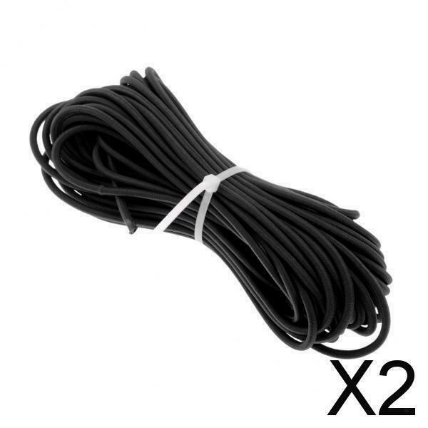 2X 2mm Elastic Bungee Rope Shock Cord Tie Down - Boat/Trailer Covers 10m Black