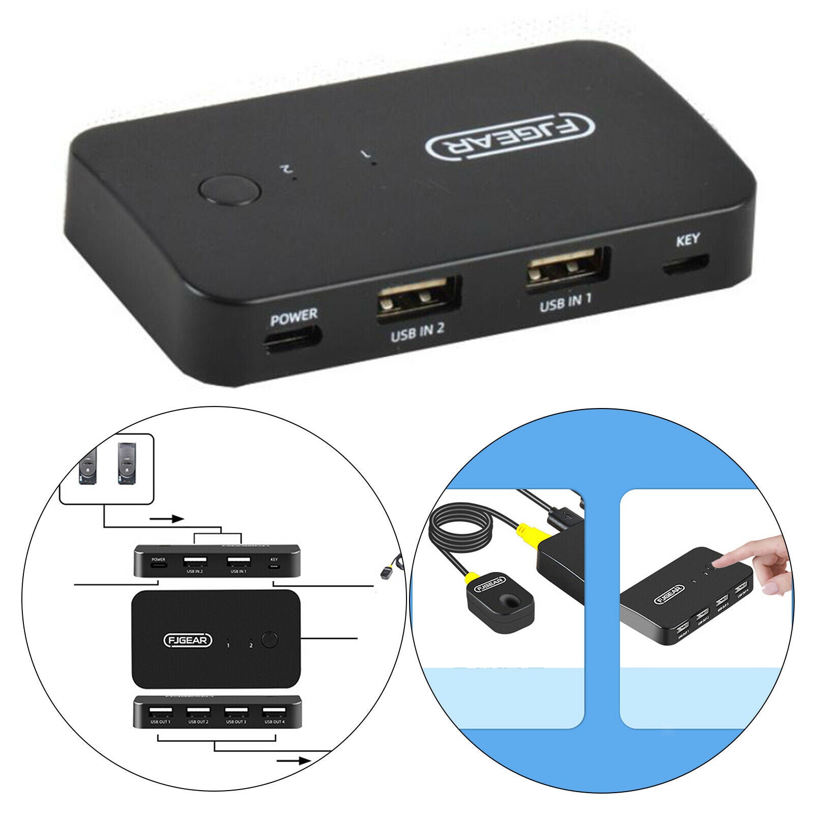 Switch Selector 2 In 4 Out 4 Port for Computer PC Keyboard U Disk Scanner