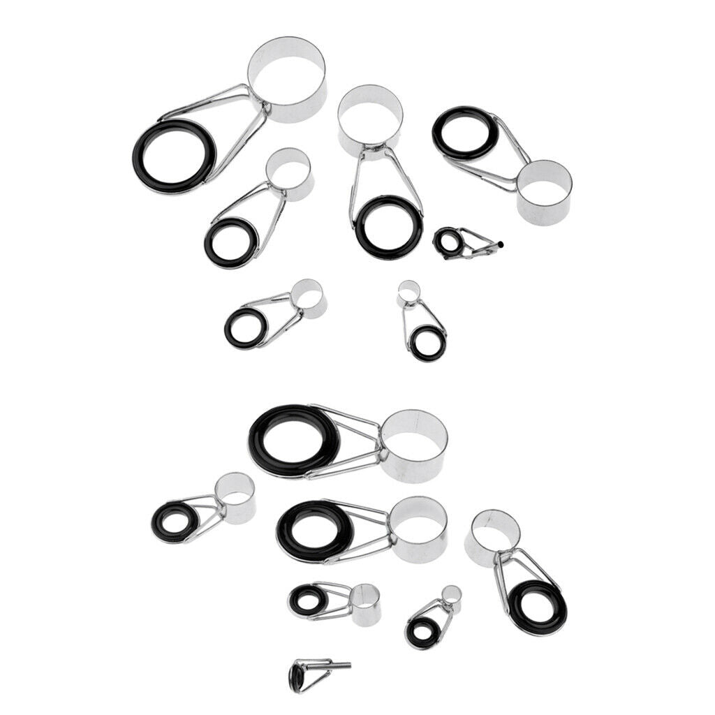14Pcs Ceramic Fishing Rod Guide Tip Top   Pole Rod Repair Kit Eye Rings