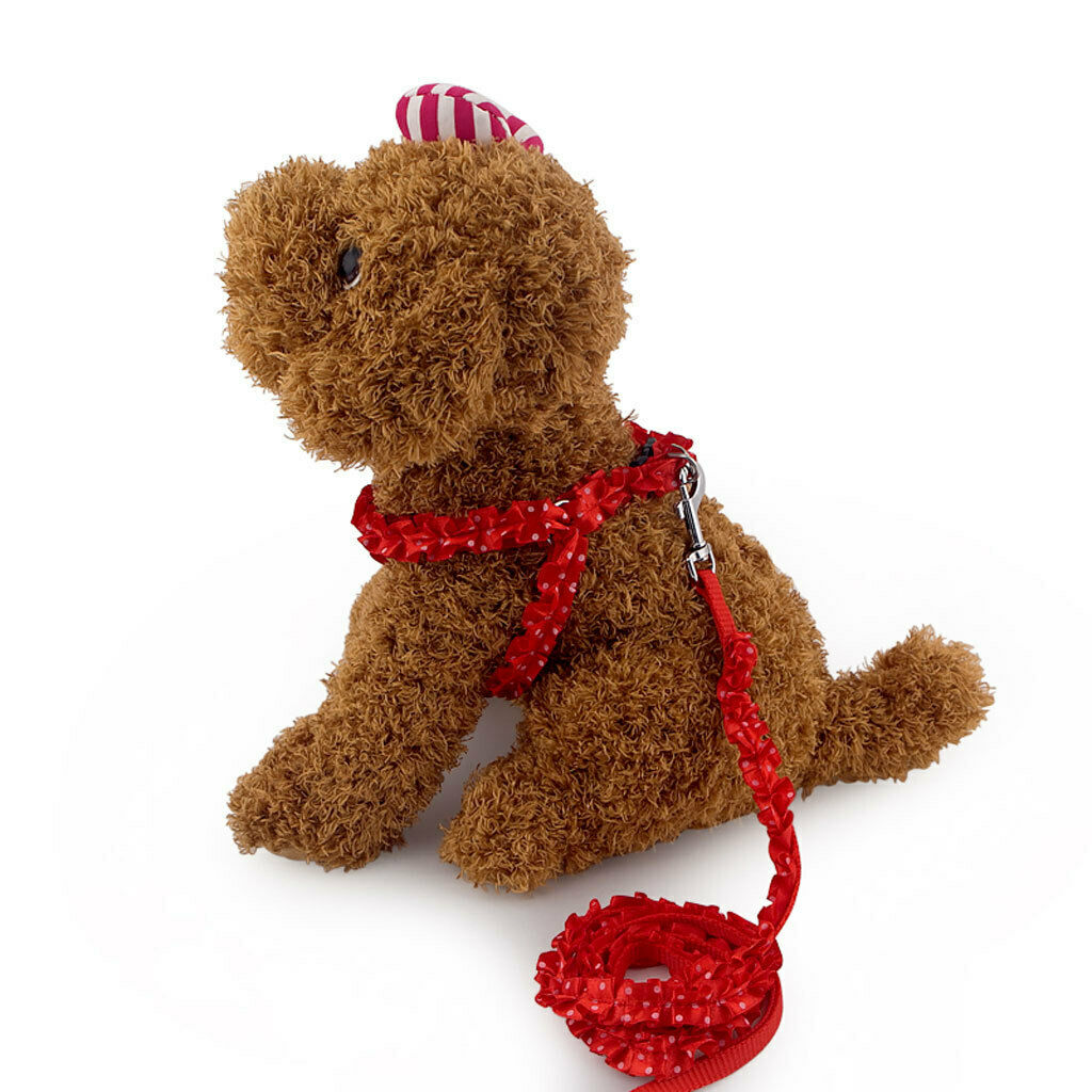 Adjustable Pet Dog Belt Nylon Lead Leash Collar Harness Safety Strap Red