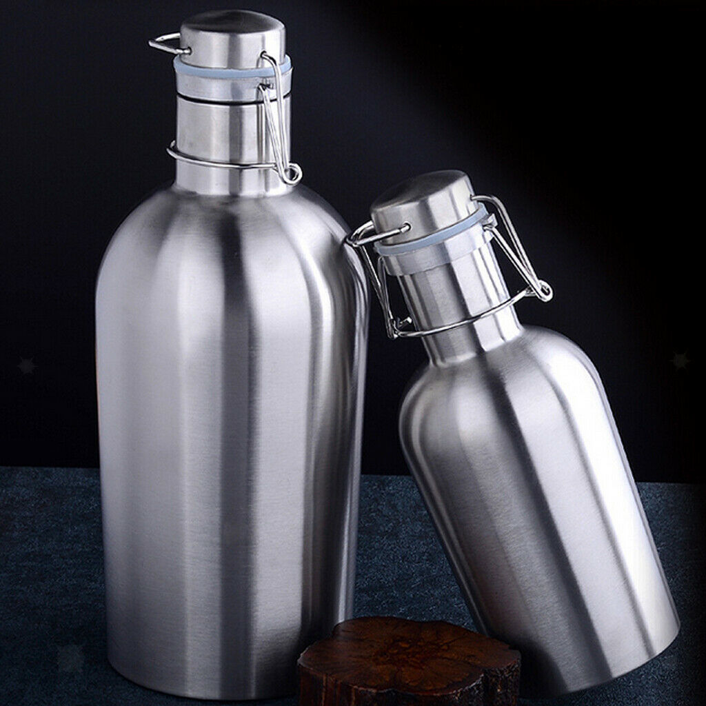 Home Brew Beer Growler Bottle 64 Oz 2L Stainless Steel Swing Top Hip Flask