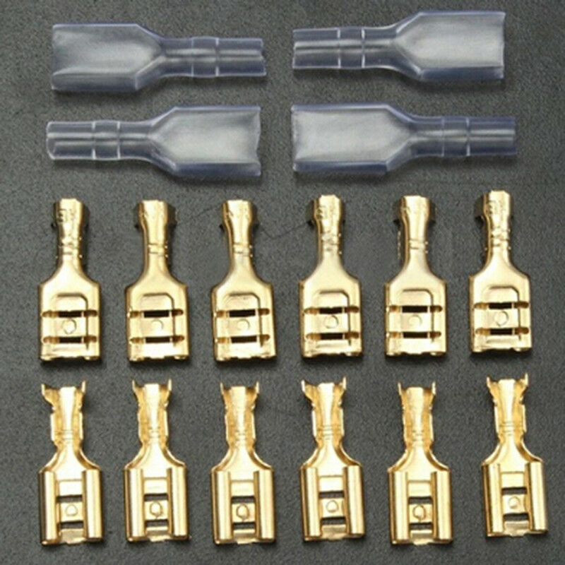 100Pairs 6.3mm brass crimp terminal female spade connectors insulate slee C J Kt