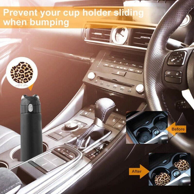 4PCS/Set Leopard Print Auto Car Steering Wheel Cover + keychain Cover + Coaster