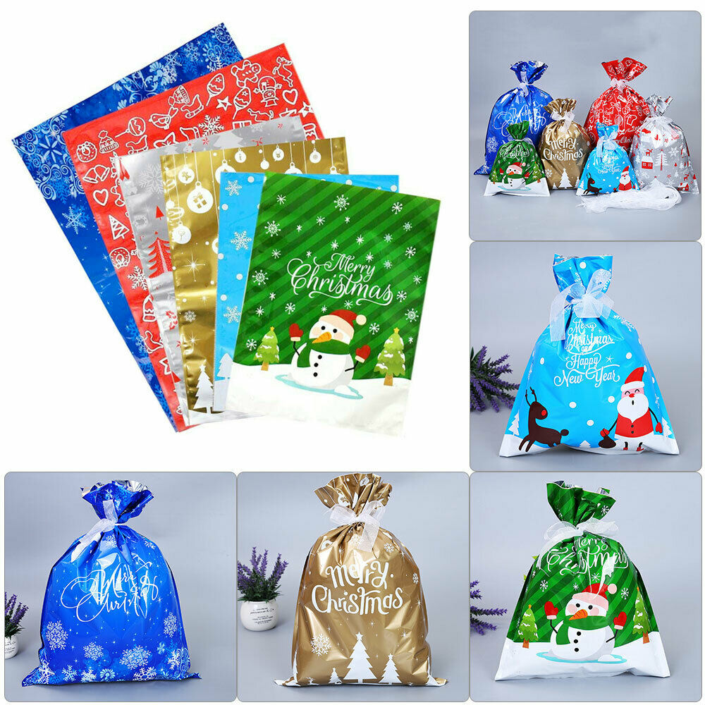 30pcs Christmas Gift Bag Candy Drawstring Bags for Home New Year Festival Decor