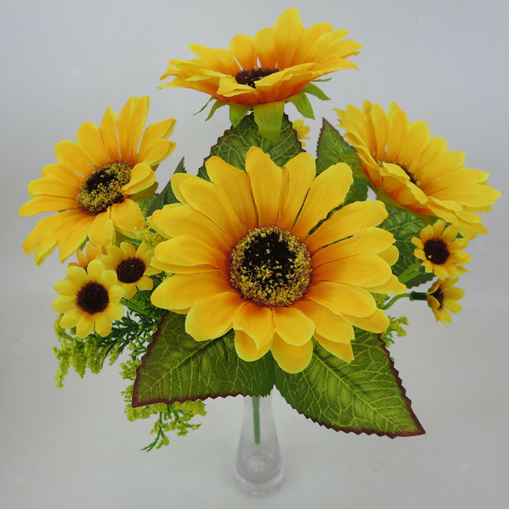 Artificial Flower Blossom Sunflower Bouquet for Wedding Party Home DIY Decor