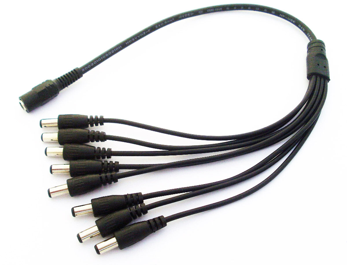 5set 1 in 8 DC 5.5x2.1mm Female 1 to 8 Male Power Cables for CCTV Camera