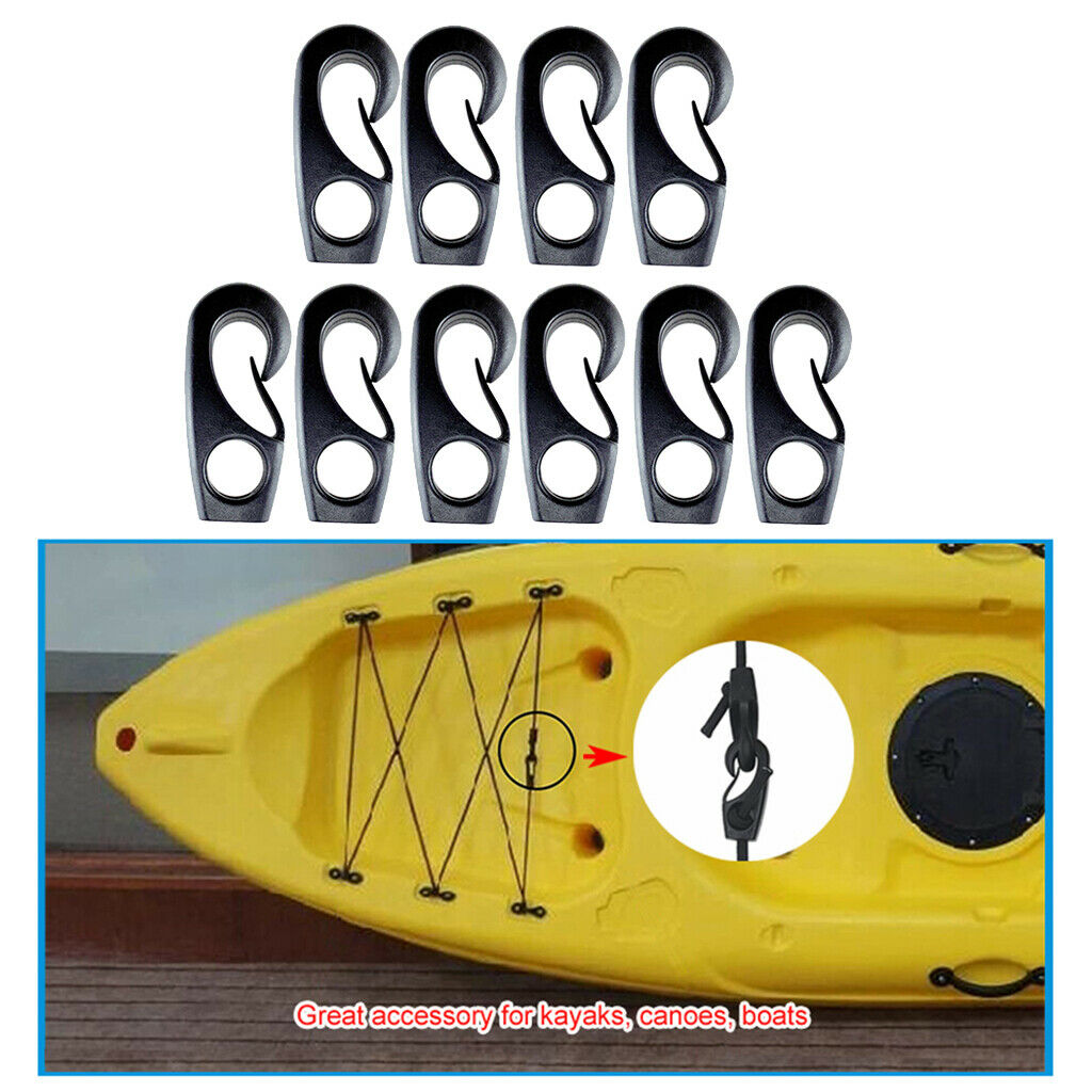 10pcs Black Reusable Nylon  Hook Boats Shock Cord Hook For Shock Cords