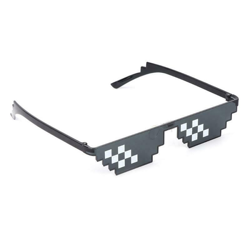 Thug Life Glasses Deal With It Glasses Pixel Women Men Black  Sunglasses