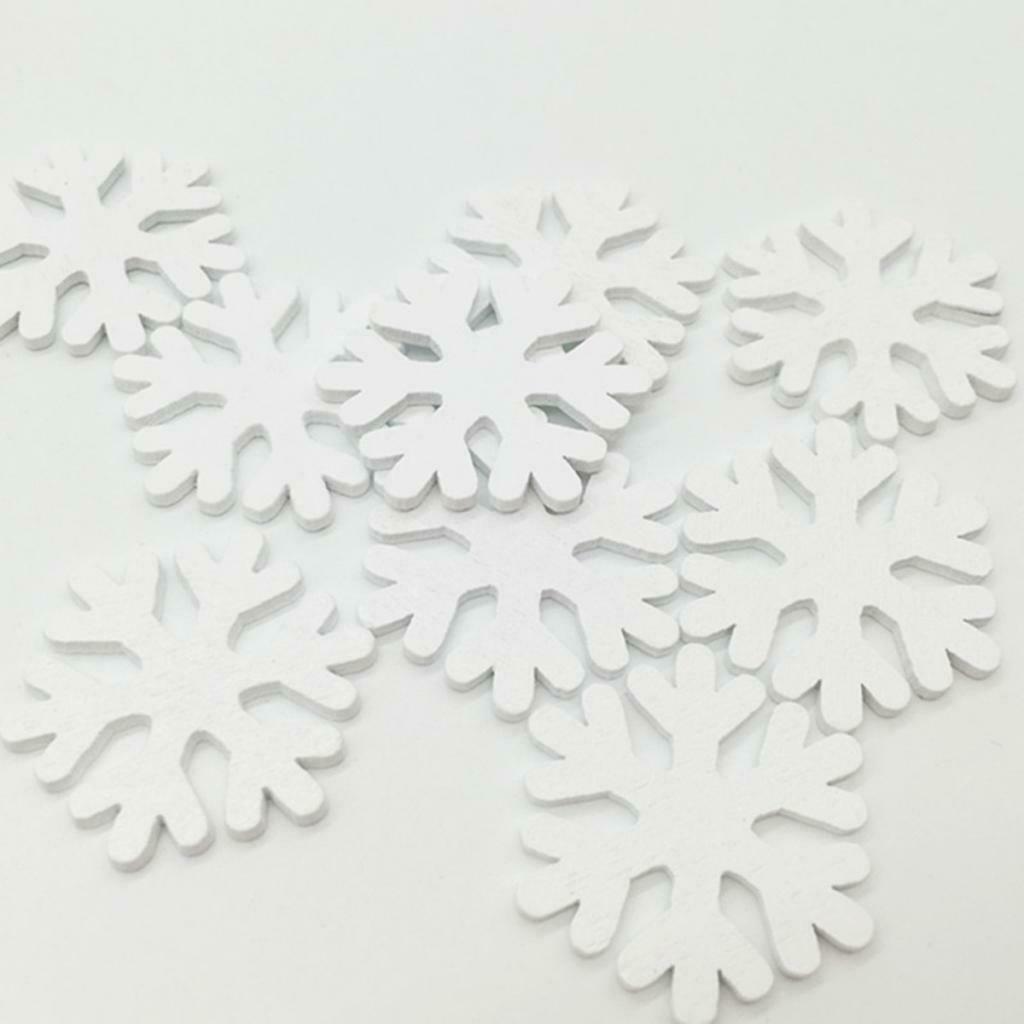 100bulk White Wooden Snowflake Shapes Craft Christmas Decor Embellishment