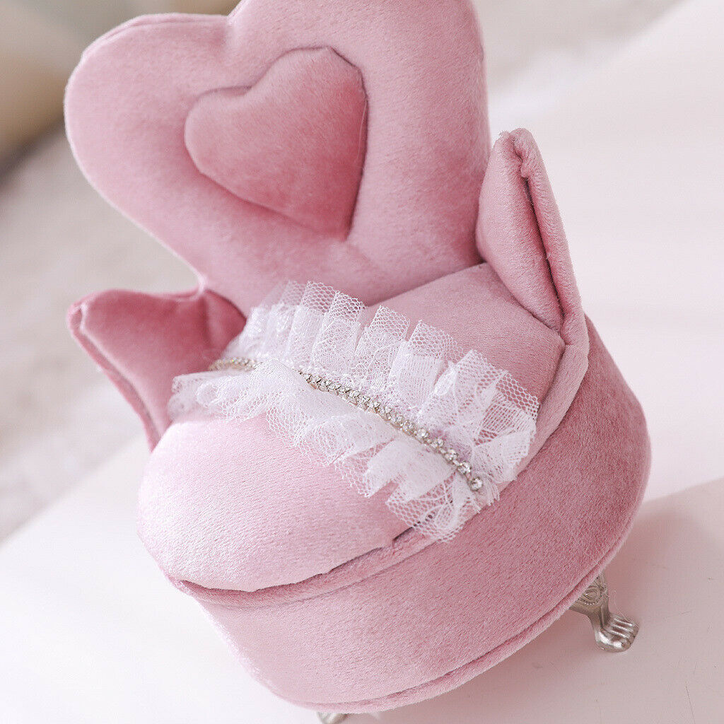 Pink Lace Single Chair Jewelry Box Organizer Travel Case Jewellery Display