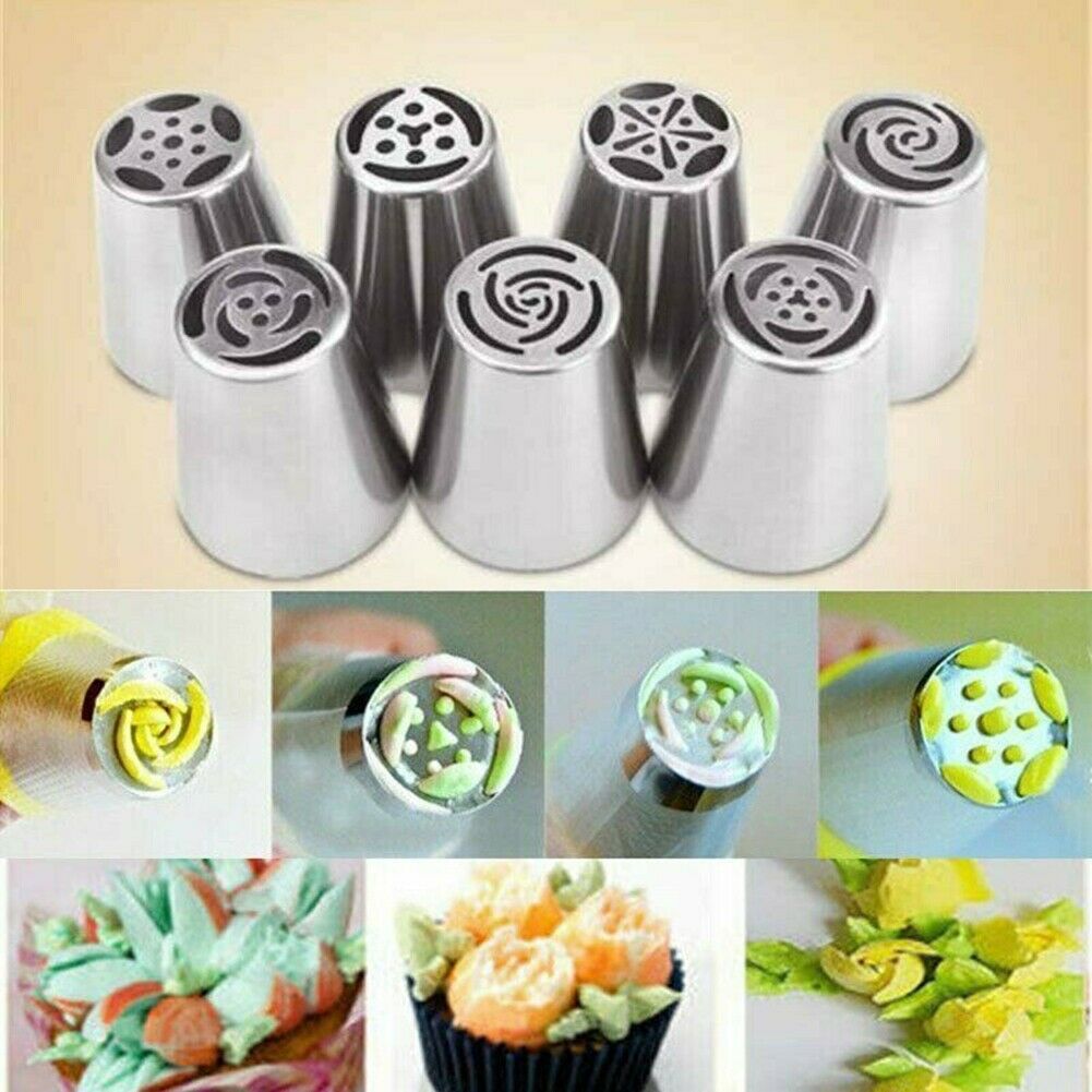 7Pcs Flower Russian Icing Piping Nozzles Pastry Tips Cake Decorating Baking Tool