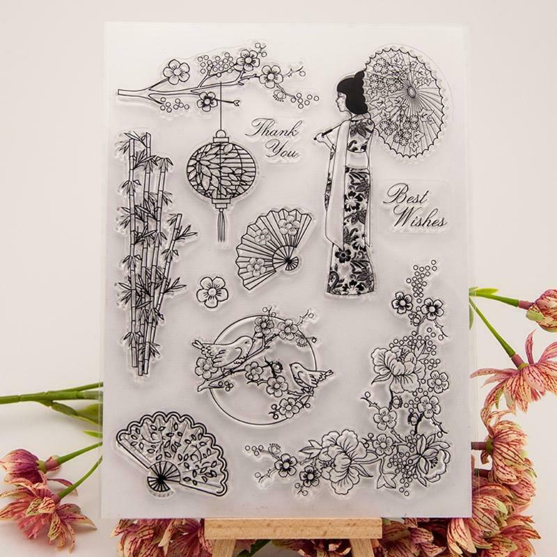 Flower Bird Clear Silicone Seal Stamp DIY Album Scrapbooking Photo Card Decor
