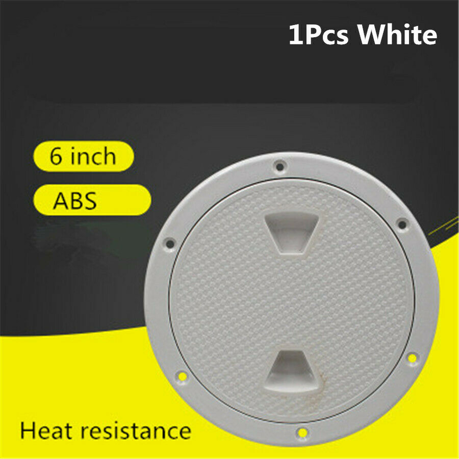 6"White Inspection Plate Boat Yacht Deck Screw Out Hatch Access Cover RV Caravan