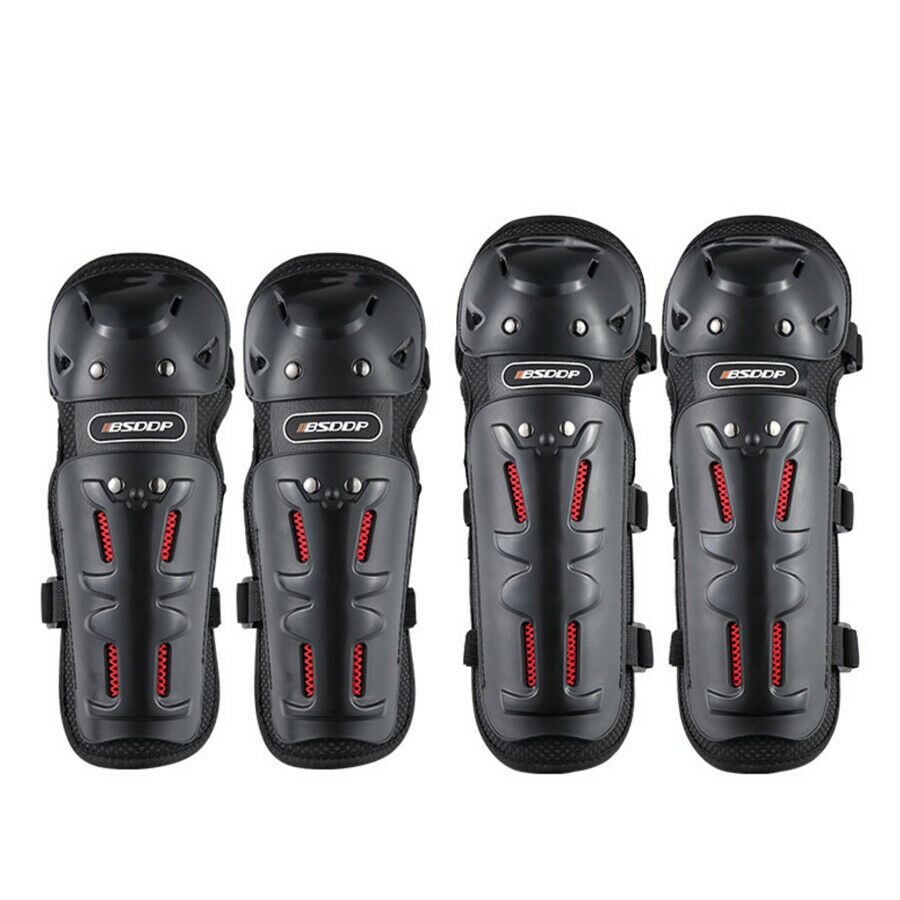 Non-slip 2PCS Knee Pad+2PCS Elbow Pad For Motocycle Bike W/Quick-release Straps