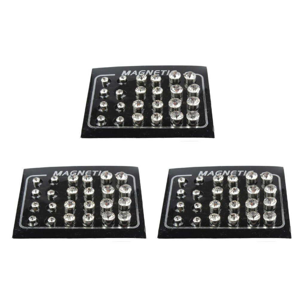36 Pairs Fashion Crystal Ear Studs Magnetic Earrings for No Pierced Jewelry