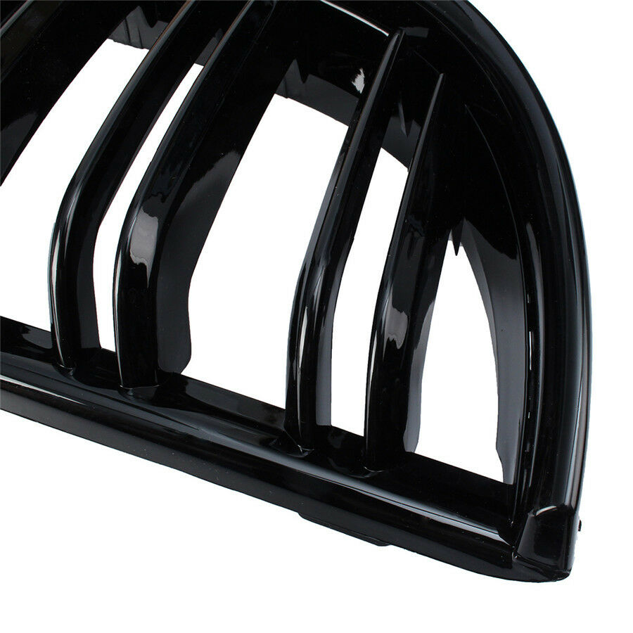 1 Pair Front Gloss Black 2 Line Double Slat Kidney Grille Grill For BMW E90 E91