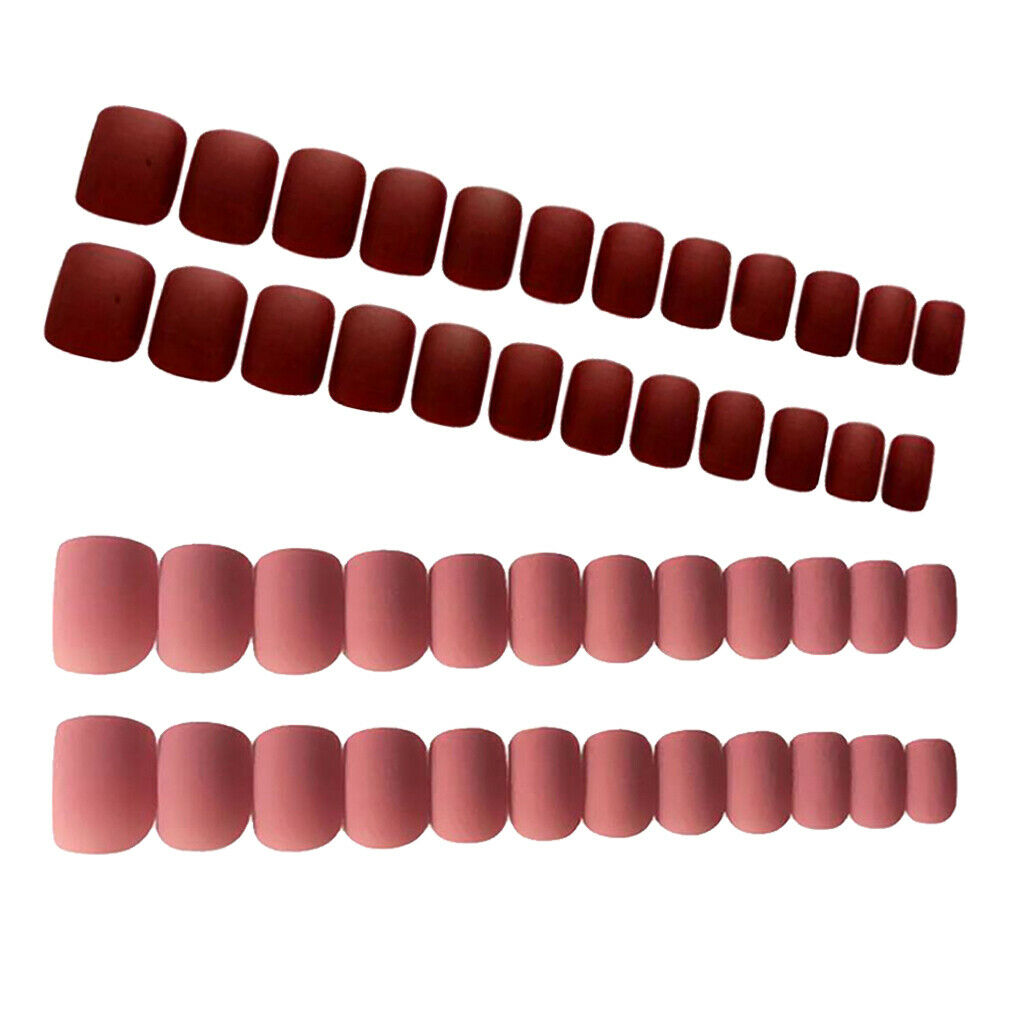 48Pcs Plastic Acrylic Nails DIY Press-On Tips for Summer Party Pink+Coffee