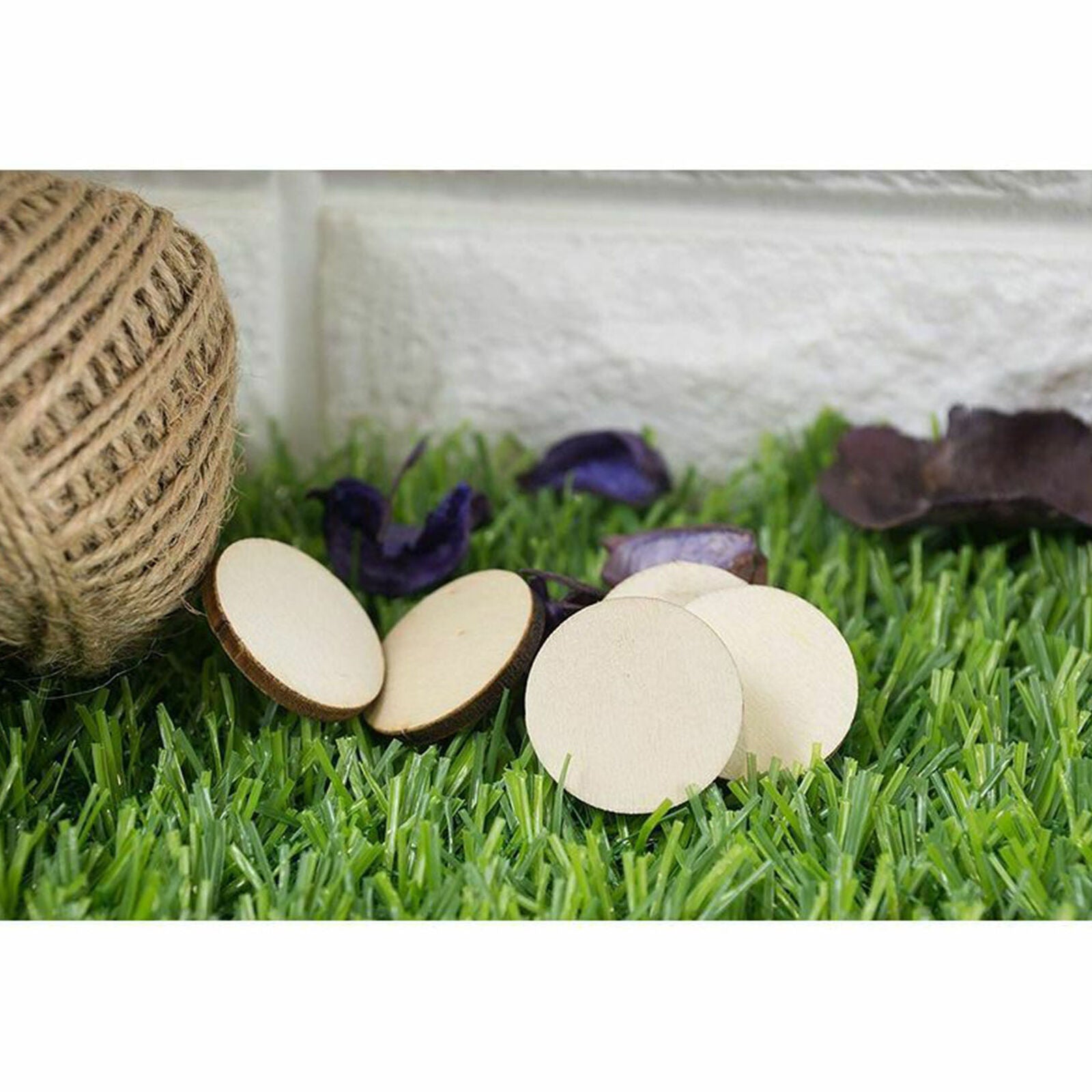 60pcs Natural Wood Slices Round Disc Tree Bark Log Wooden Circles for DIY Craft