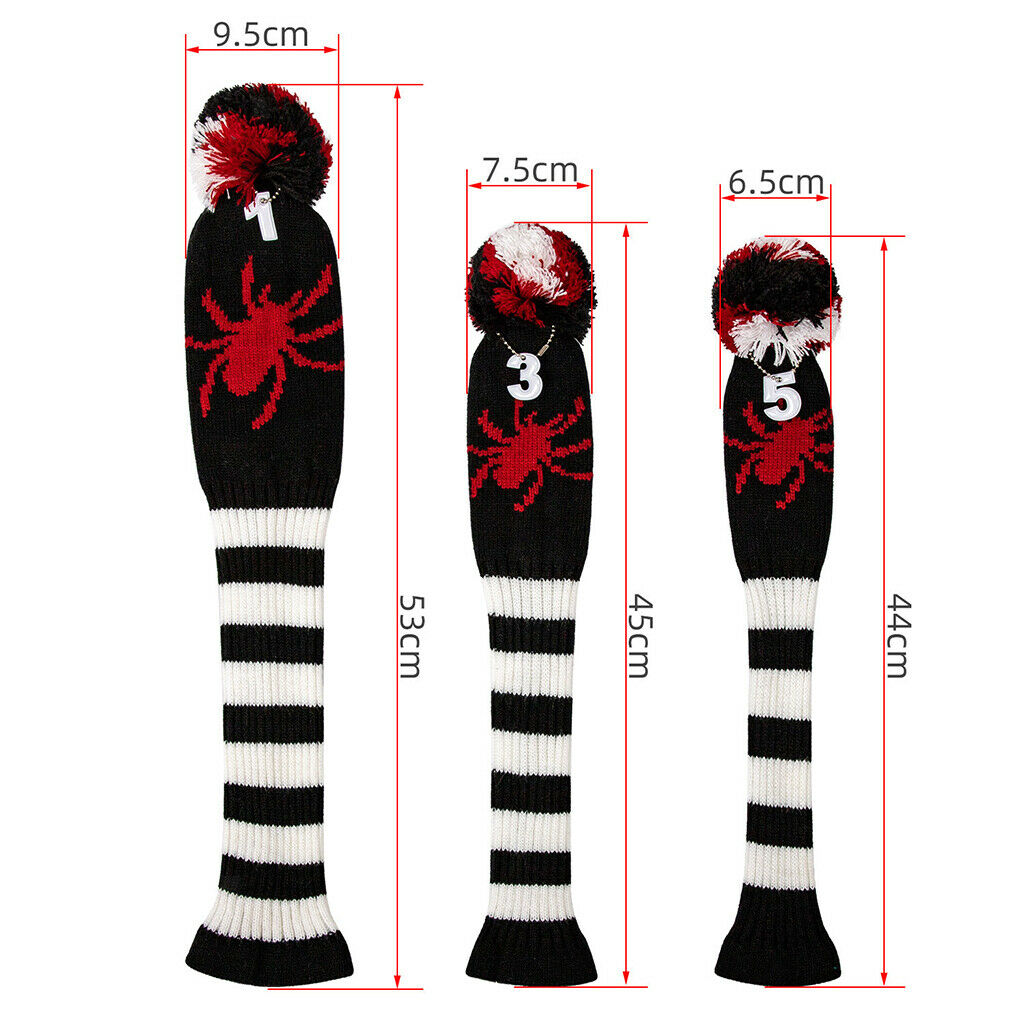 3x Golf Knitted Club Head Covers Headcover for Driver, Fairway Wood, Hybrid