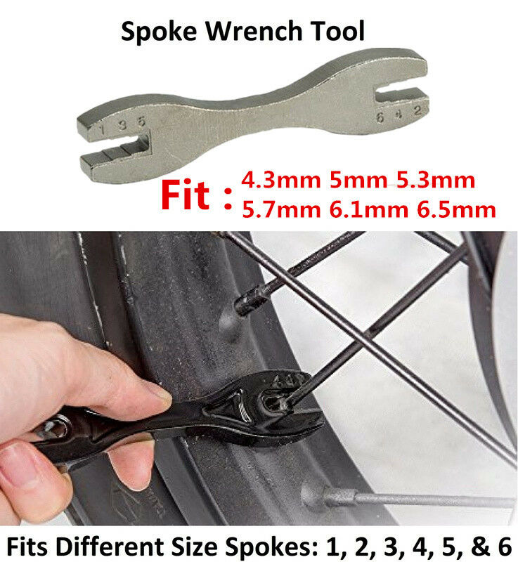 6in1 Spoke Wrench Tool Motorcycle Bike Rim Wheel 4.3mm-6.5mm 6 Sizes Universal