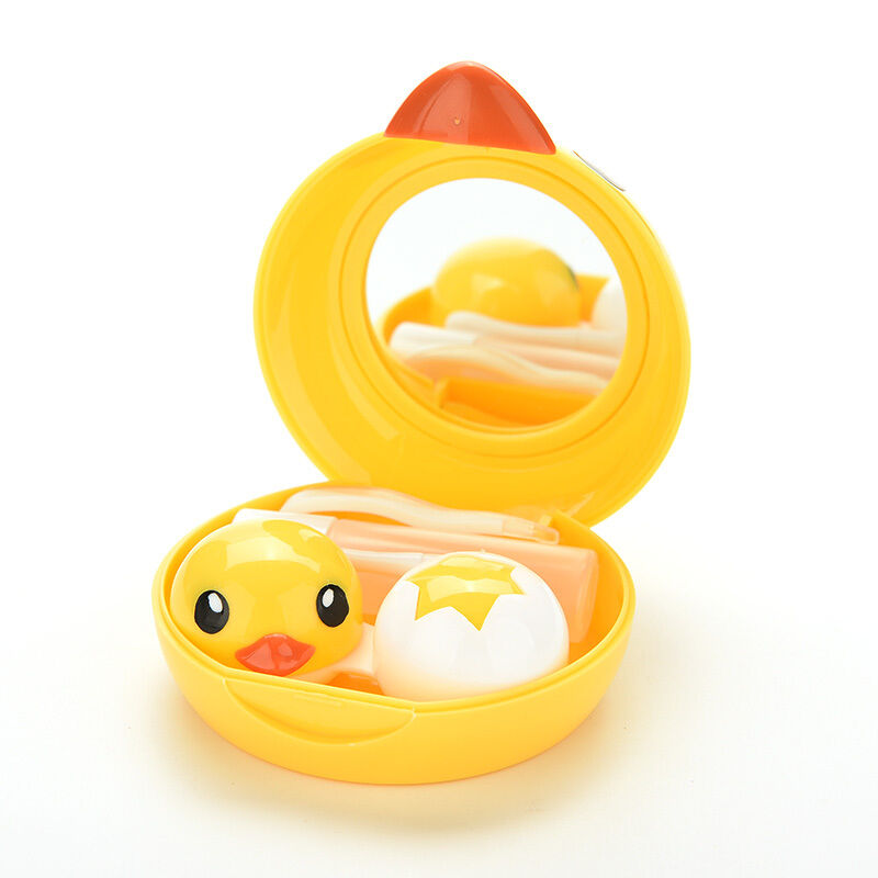 Cute Yellow Duck Contact Lenses Lens Case Holder Box Portable Travel Kit S.l8