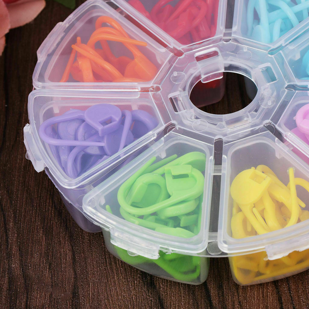 104pc/set Mini Plastic Knitting Crochet Locking Stitch Markers Clips Holder Tool