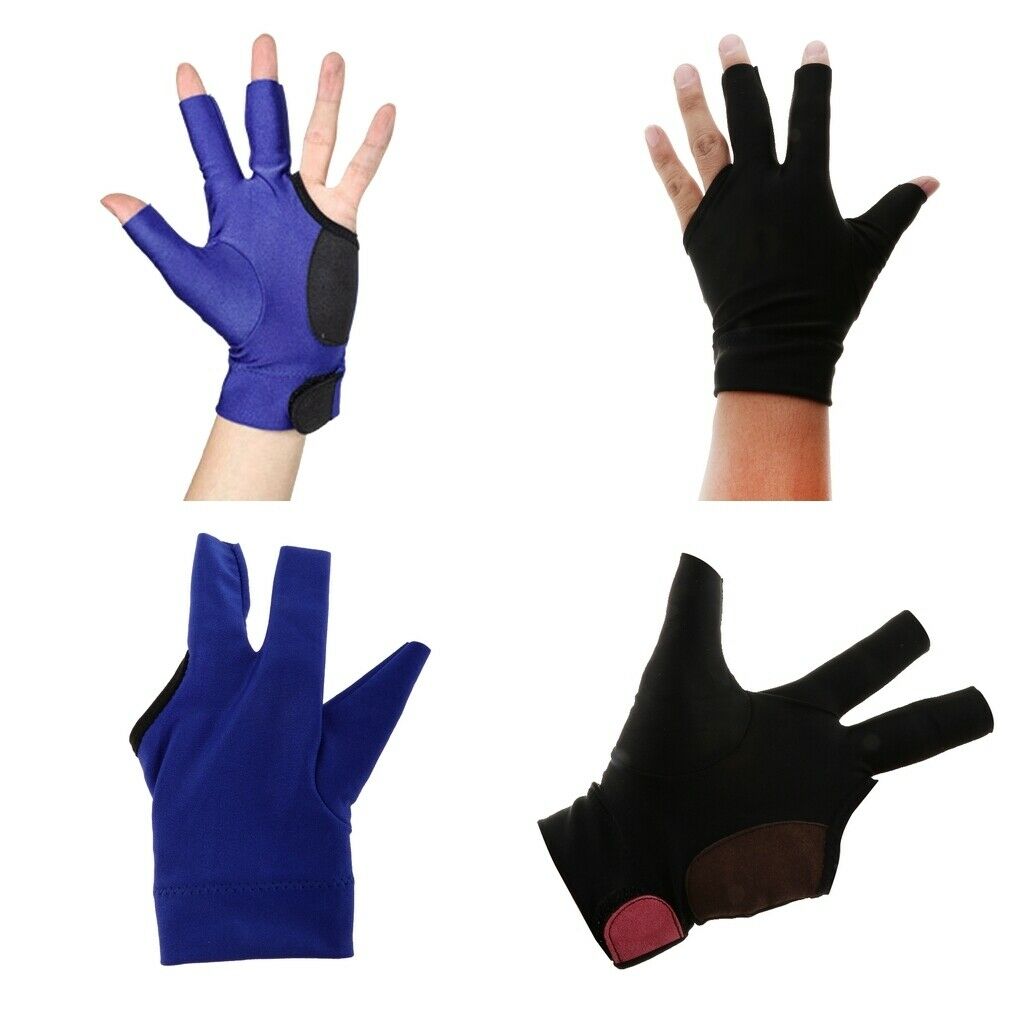 Billiard 3 Finger Glove Snooker Pool Cue Sticks Glove for Left Hand - Blue