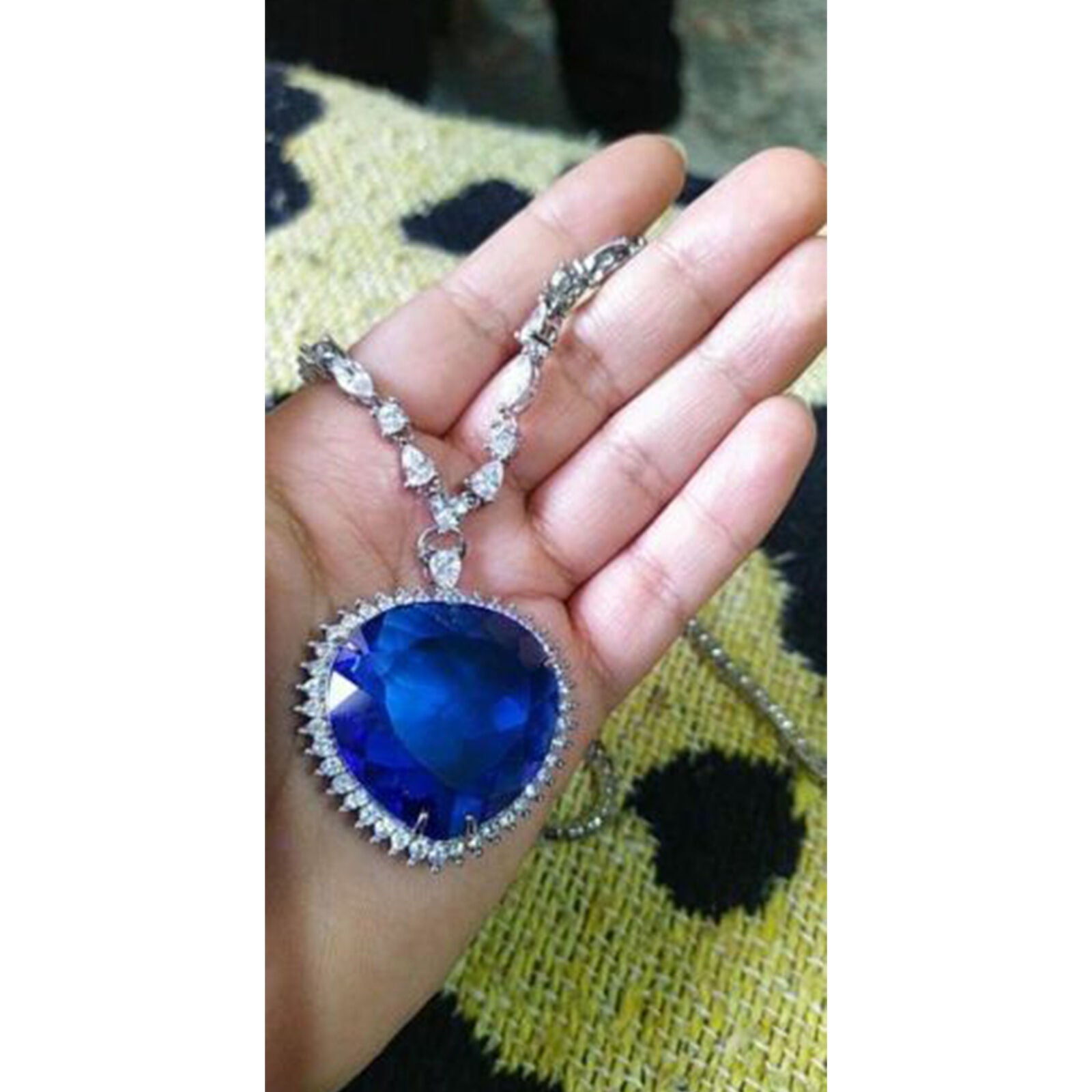 Titanic Rose Heart Of The Ocean Sapphire Blue Crystal Necklace Pendant Gift