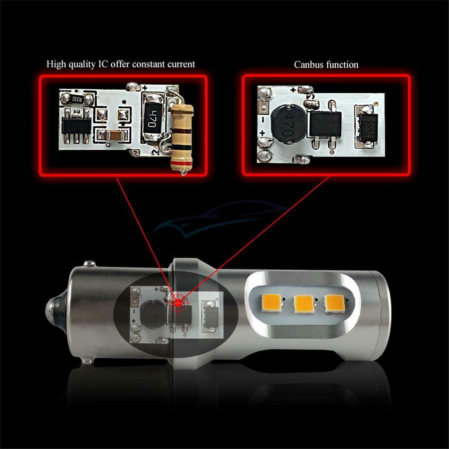2 Pieces 6W 12V-24V Aluminum Metal Housing Car Tail Light Rear Brake LED Bulbs