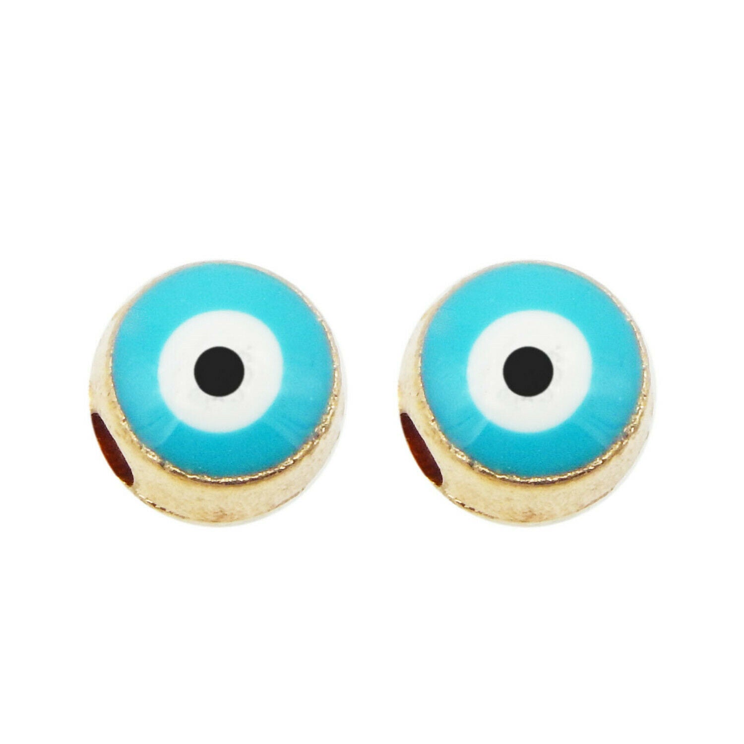12 PCS Enamel Evil Eye Loose Spacer Heart Bead For Bracelet Necklace Craft 6x6mm