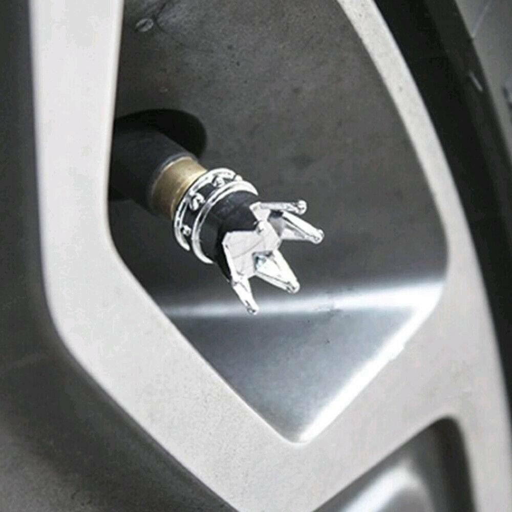 4 Chrome Royal Crown Valve Stem Caps for Motorcycle & Car Wheel Air Tire Rims