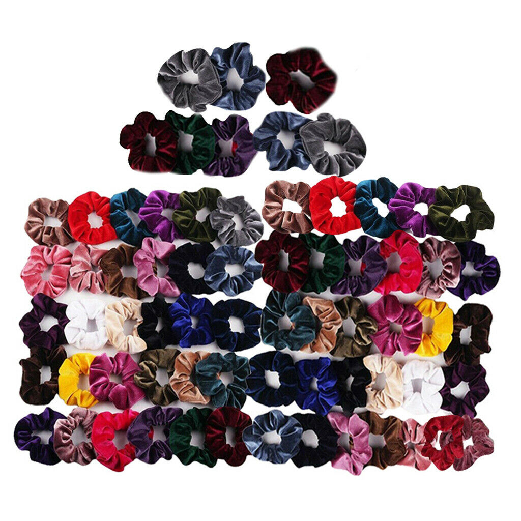 68Pack Colorful Scrunchies Girl Hair Band Bobble Hair Ties Ropes Jewelry