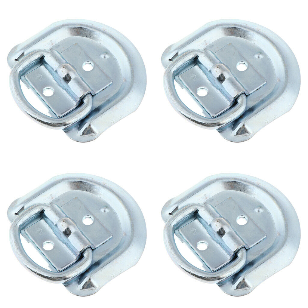 4 Packs ATV Bolted D-Ring Tie Anchor with Pan for Truck/Flatbed Tiedowns