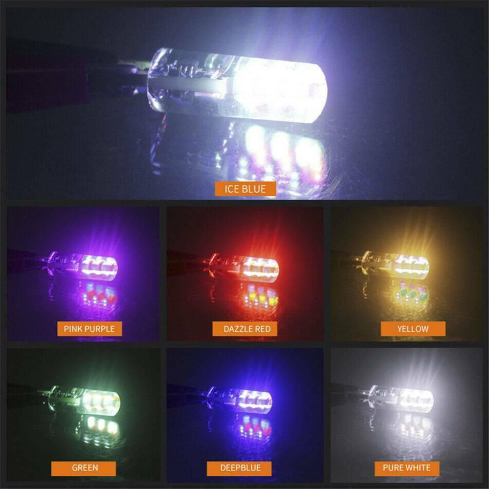2x T10 W5W RGB LED Car Lights SMD 194 168 Bulbs Remote Control Car Reading Light