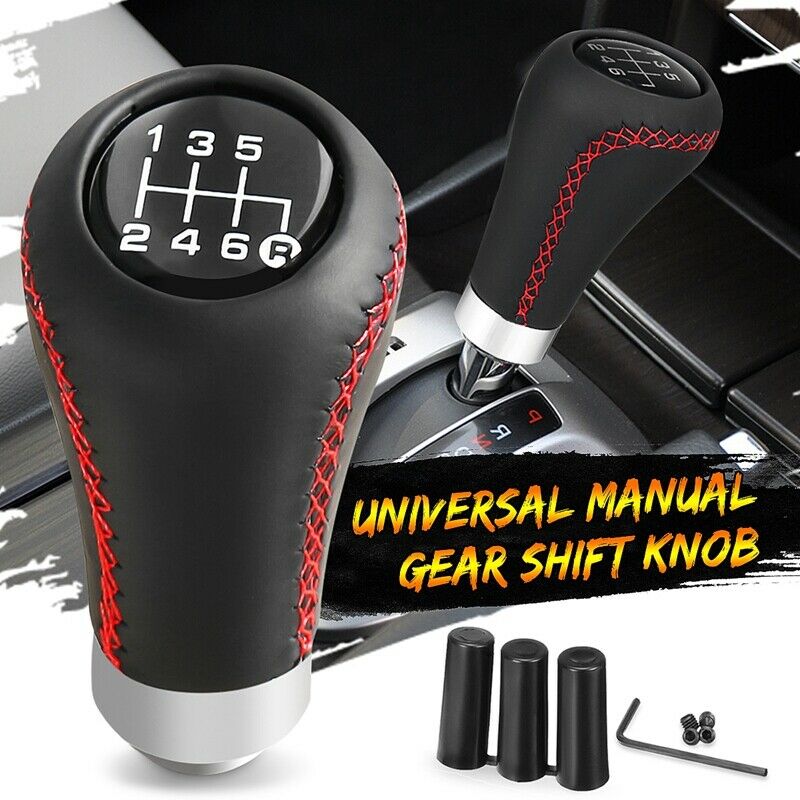 Universal PU Leather 6 Speed Car Gear Shift Knob Manual Shift Lever HandballE6U1