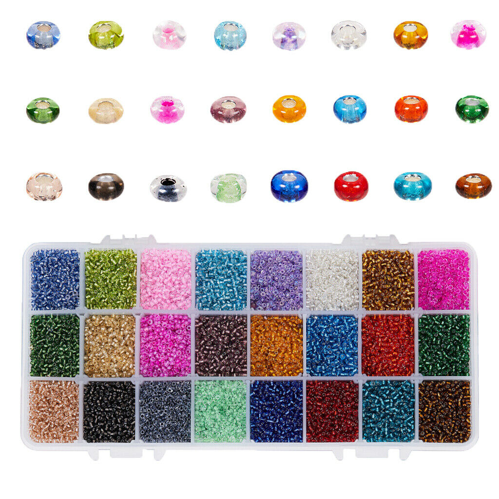 38400Pcs 2mm Glass   Spacer Beads Spacers Jewelry Making 24 Colors Assorted
