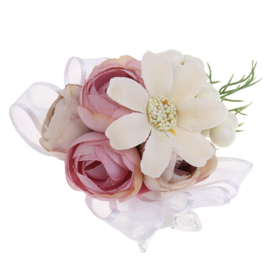 3Pcs Wedding Favours Bridesmaid Sisters Corsage Bracelet Hand Flowers Wedding