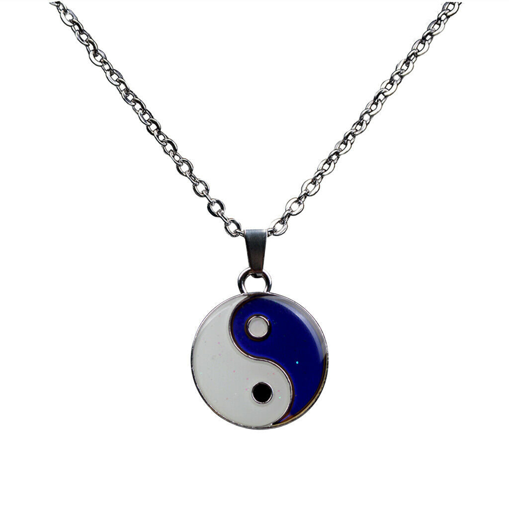 Yin Yang Gossip Colour Changing Mood Necklace Choker Chain Jewelry for Mens
