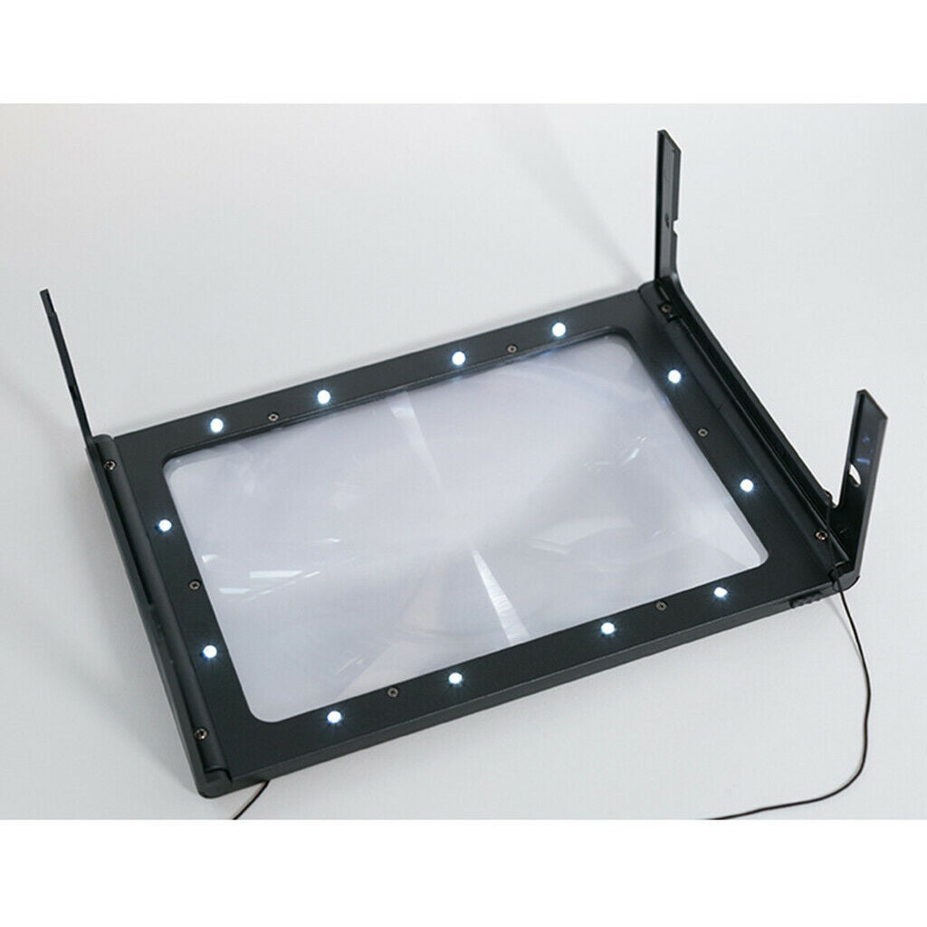 Foldable Hands Free 6 LEDs Light Magnifier 2.5x  Glass Book Reading with USB