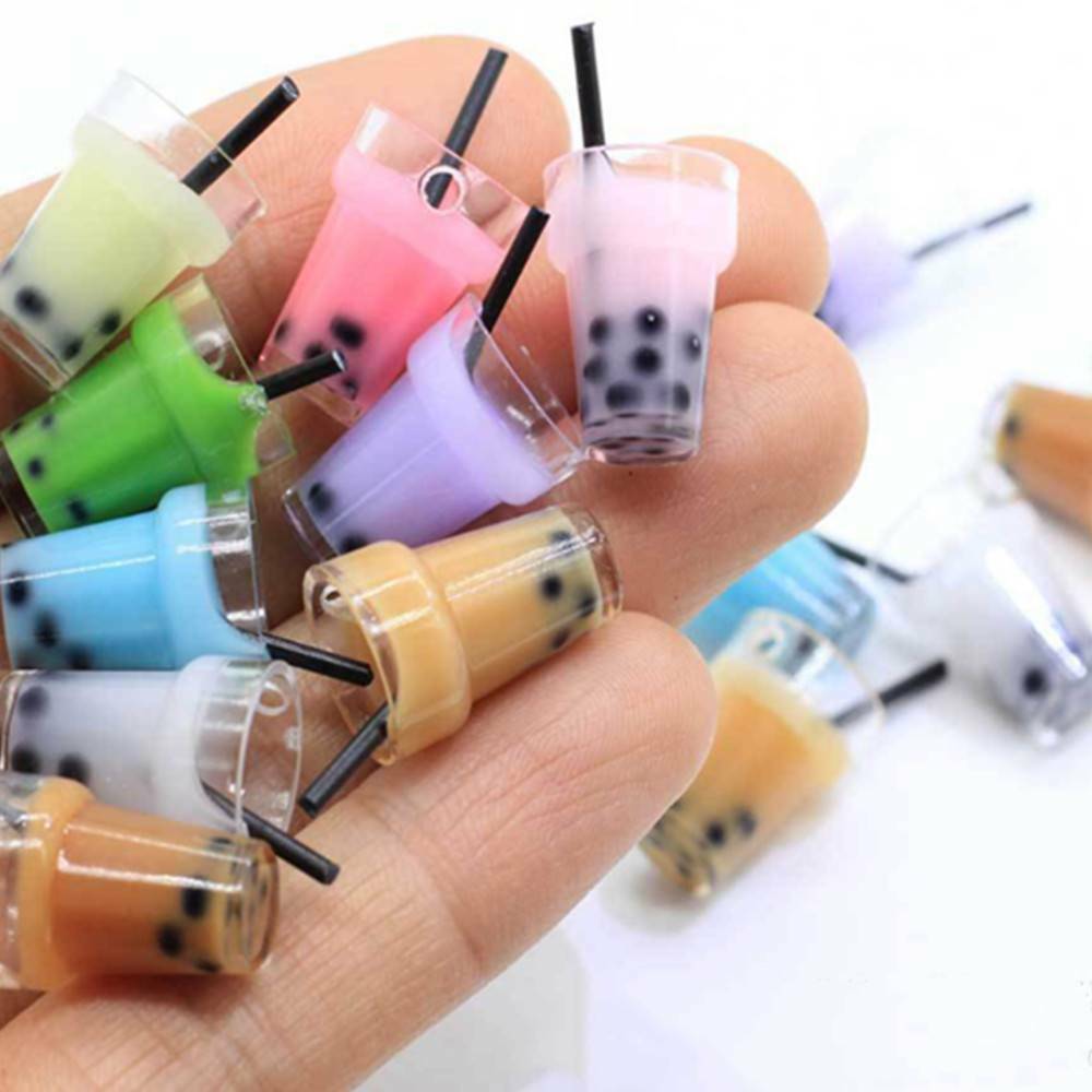 10Pack Milk Tea Charms Pendant for DIY Jewelry Craft Earring Keychain Making NEW