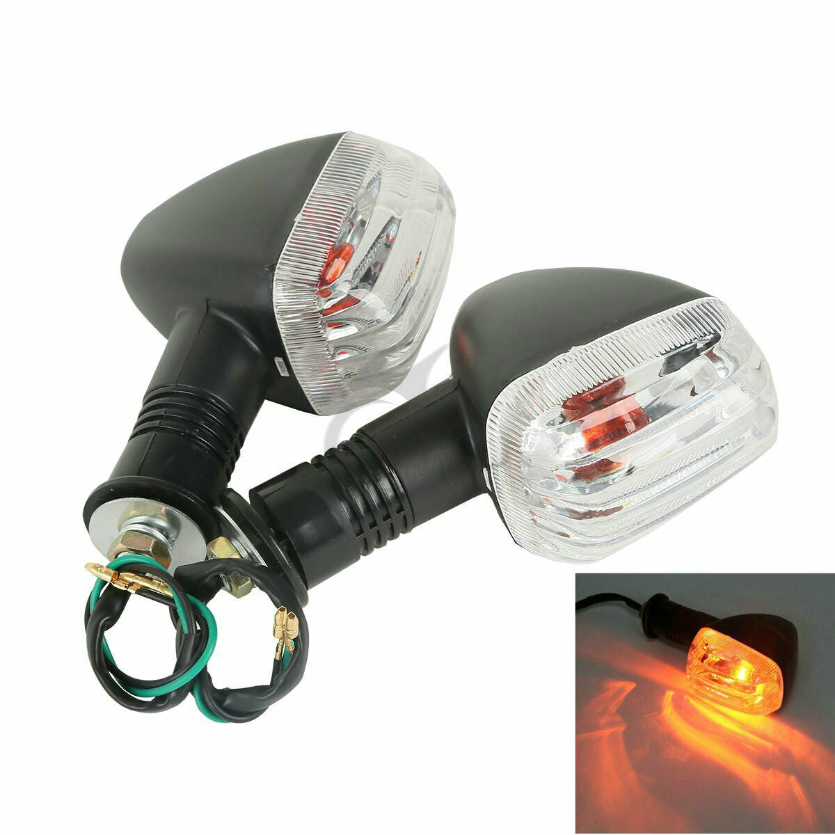 Turn Signal Indicator Light Clear Lens Amber LED For Suzuki GSX-R400 GSXR 400